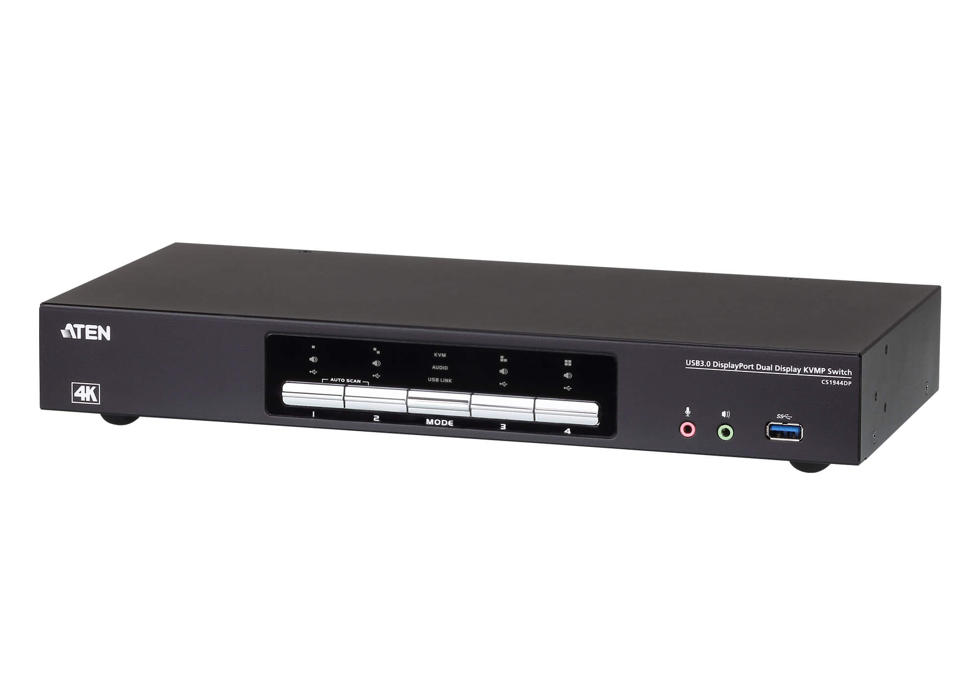 Aten Desktop KVMP Switch 4 Port Dual Display 4k DisplayPort w/ audio, Cables Included, 2x USB Port, Selection Via Front Panel Aten Desktop KVMP Switch 4 Port Dual Display 4k DisplayPort w/ audio, Cables Included, 2x USB Port, Selection Via Front Panel